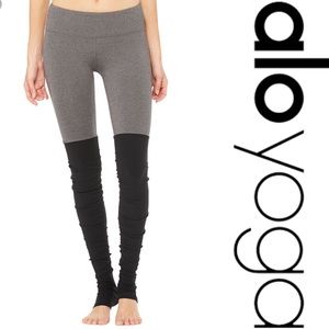 ALO yoga goddess leggings stormy heather / black